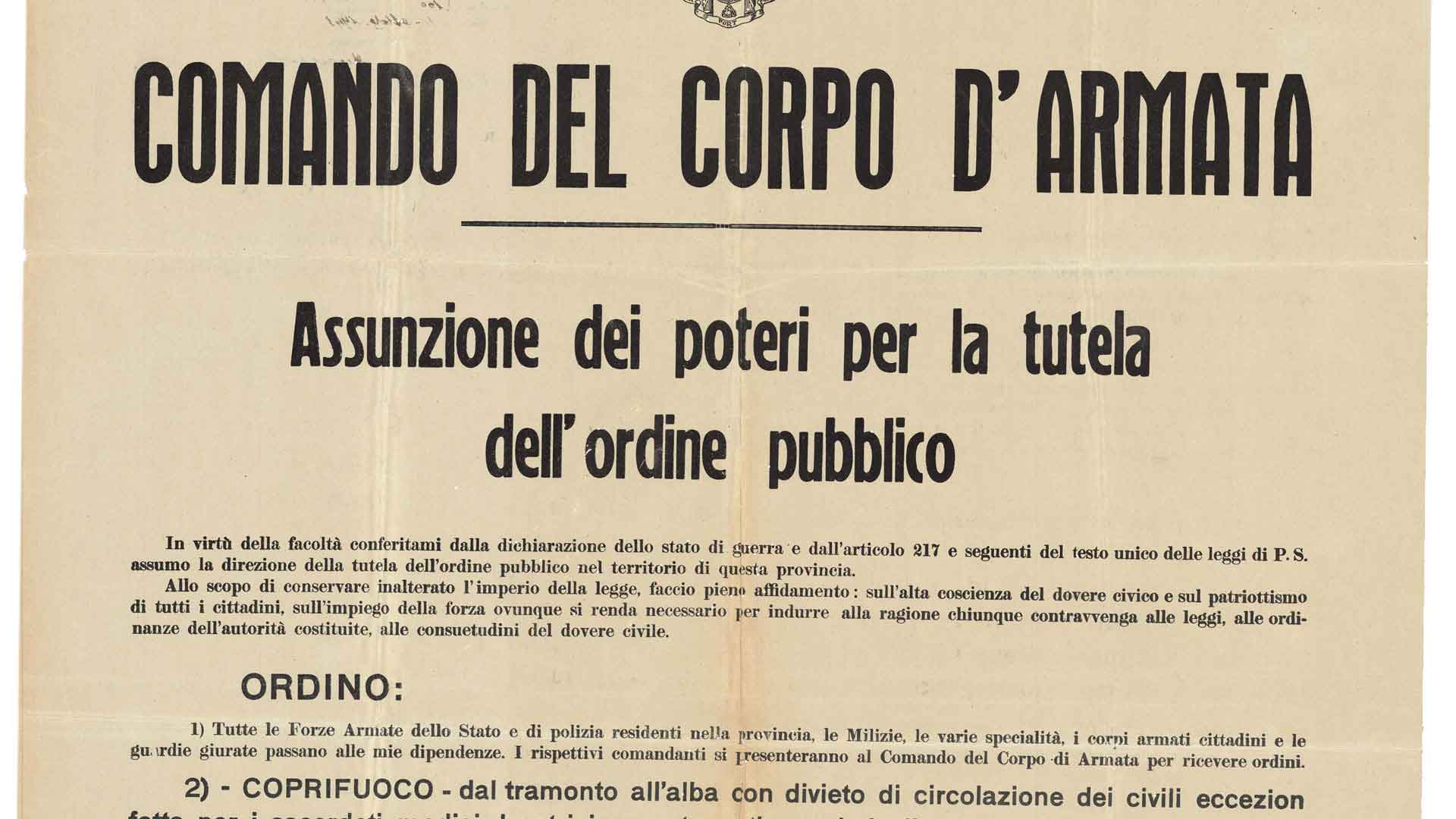 Bando del comandante di Corpo d'armata, Firenze 28 luglio 1943 (ISRT)