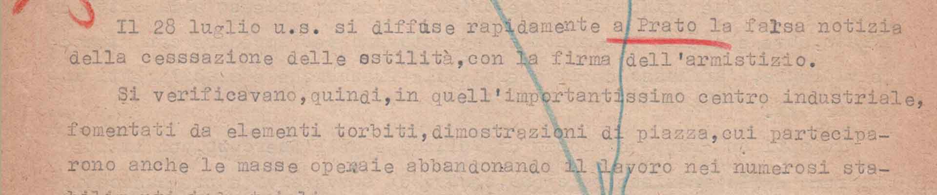 Situazione politica a Prato, 5 agosto 1943