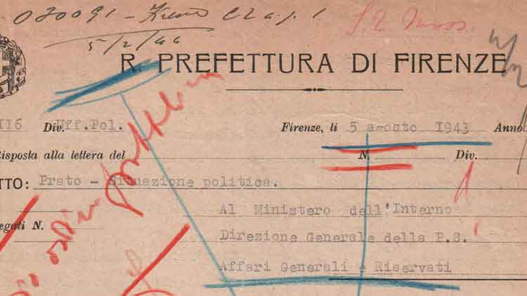 Situazione politica a Prato, 5 agosto 1943