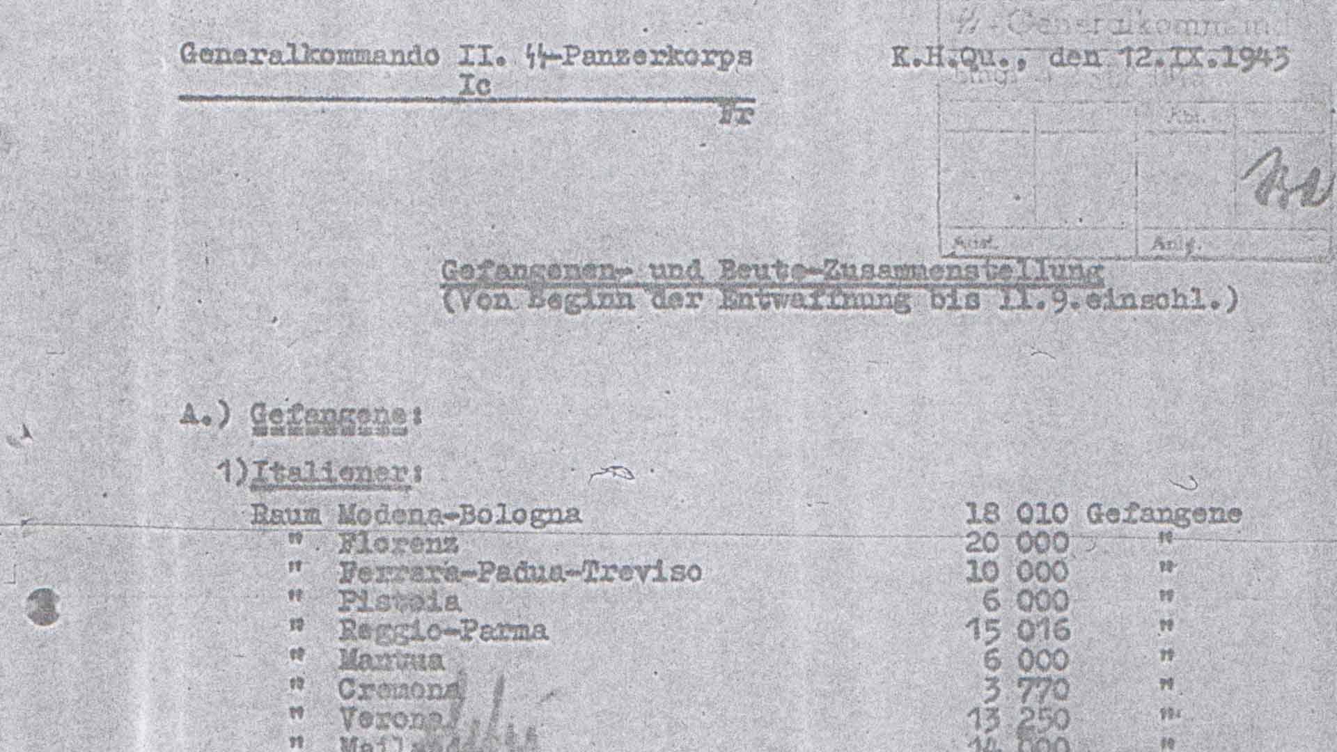 L'arrivo dei tedeschi e il numero dei militari catturati a Firenze, 12 settembre 1943