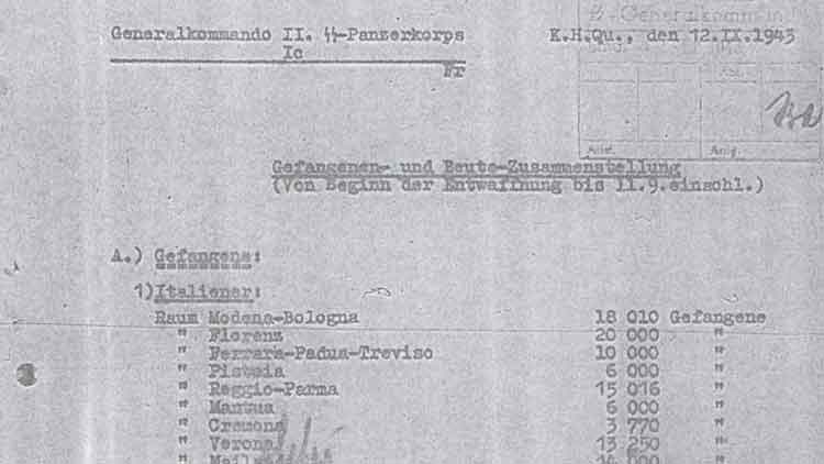 L'arrivo dei tedeschi e il numero dei militari catturati a Firenze, 12 settembre 1943