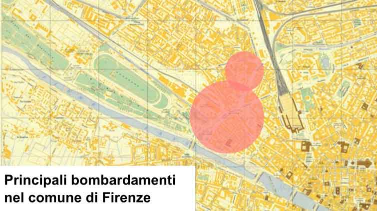 Mappa dei quartieri pi&ugrave; colpiti dai bombardamenti