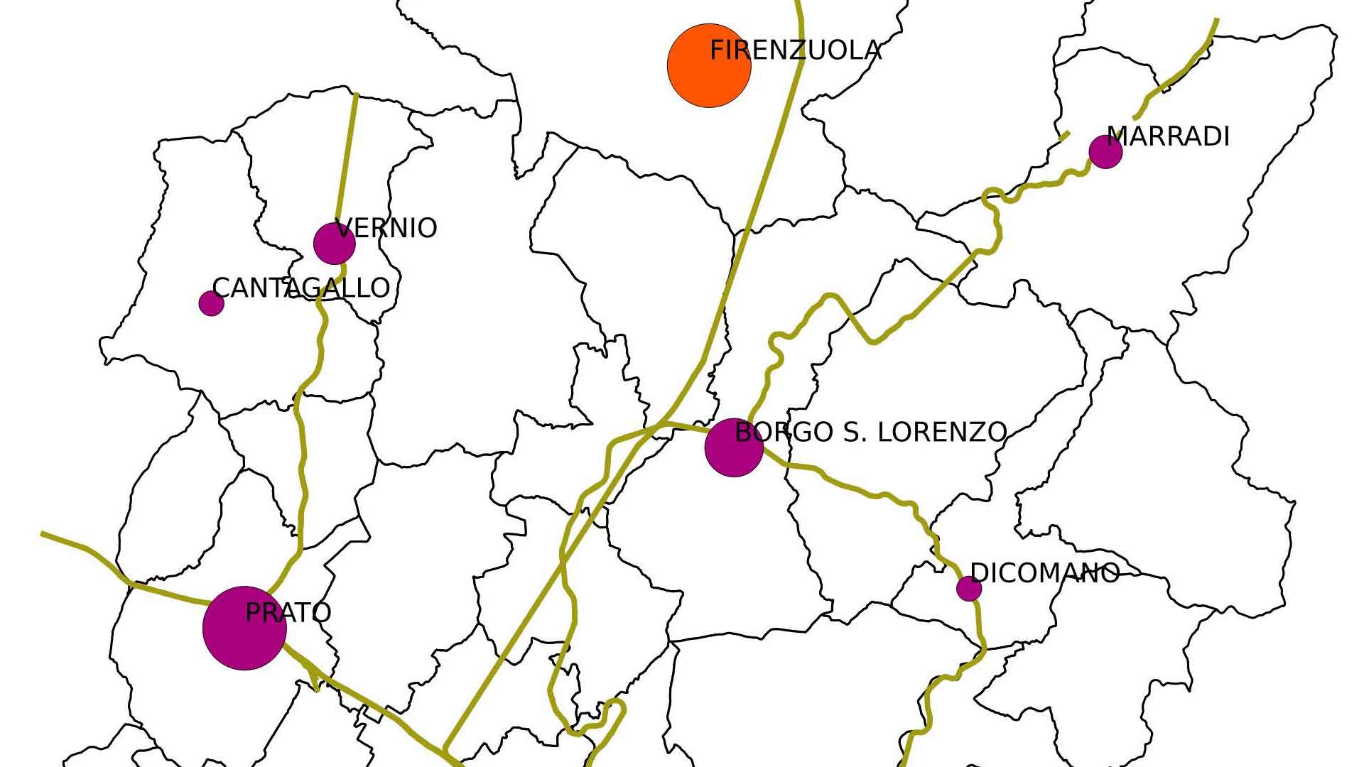 Mappa dei bombardamenti nella provincia