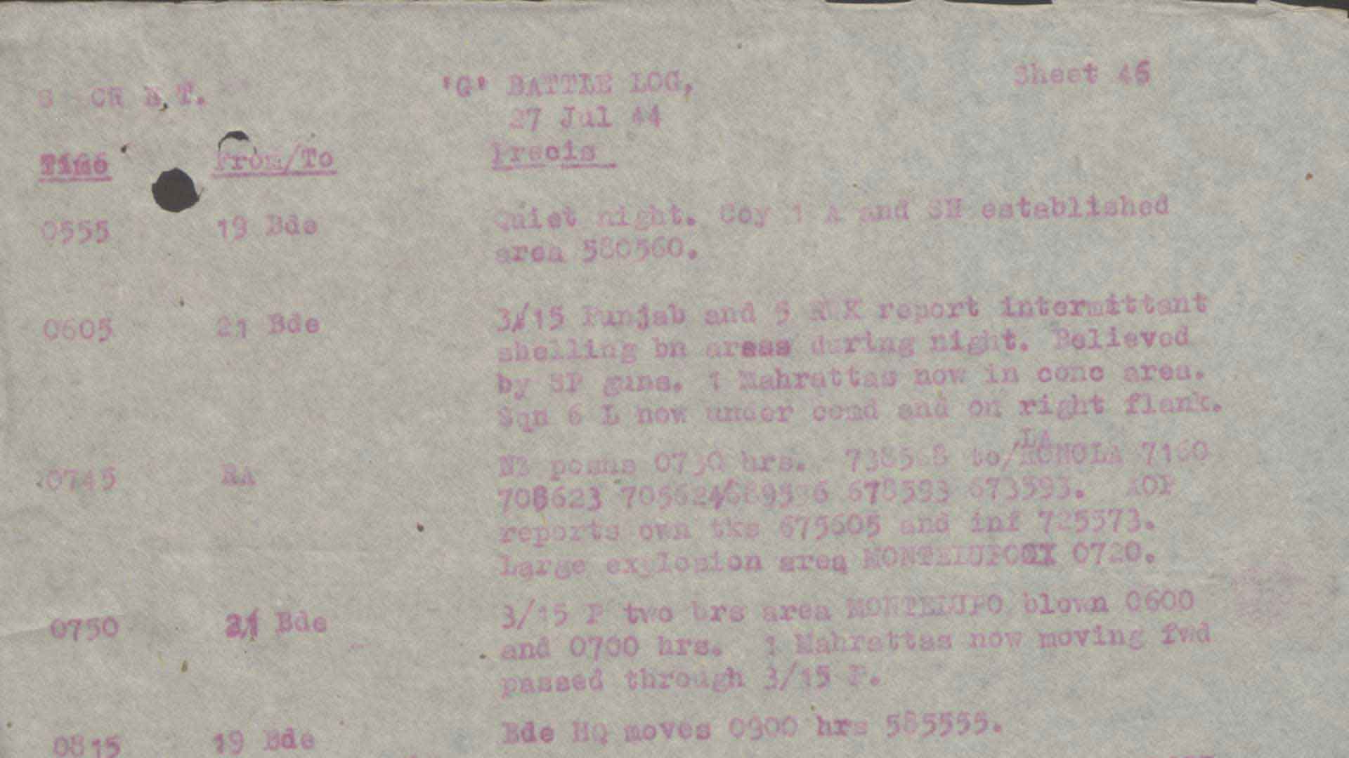 Report giornaliero delle operazioni alleate, 27 luglio 1944 (NA, London)